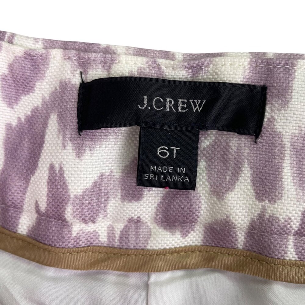 J.Crew Womens Purple Animal Print Linen Blend Pants SRelaxed Fit Long Size 6T - Picture 8 of 11